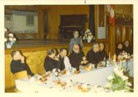 Event at Ukrainian Hall, photograph of head table, mainly priests. 