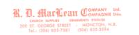Part of either a catalogue or advertisment for R.D. MacLean Company Church Suppliers located in Moncton, N.B