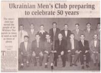 Newspaper clipping about Ukrainian's Men's club reunion; small history of the group and it's founders. 