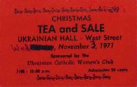 Card for Ukrainian Catholic Women's Club event - Christmas Tea and Sale, at the Ukrainian Hall