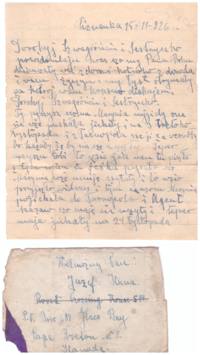 Letter to Joseph Kuna in Polish written in 1926.