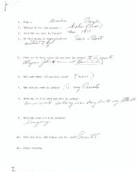 Questionnaire about arrival to Sydney for Amelia Pronko.