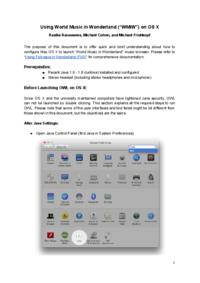Instructions on how to log into the World Music in Wonderland server from a Mac operating system.